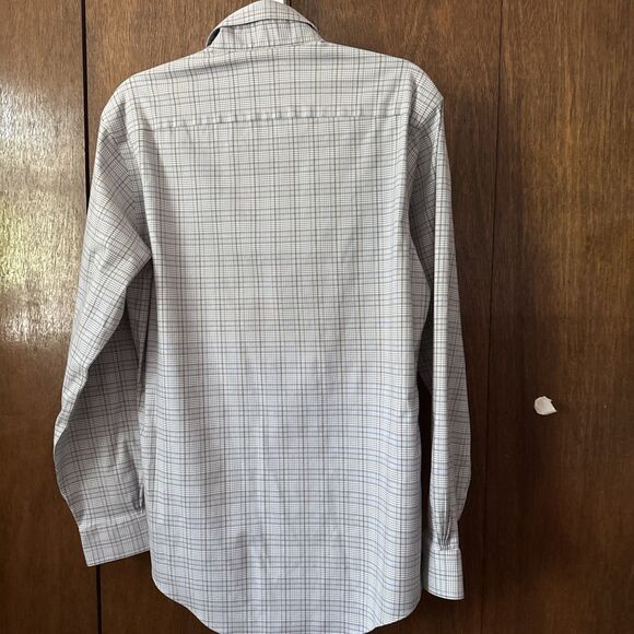 Brooks Brothers Shirt Mens M Slim Fit Non-Iron Stretch Button Down Gray/BluPlaid - Picture 5 of 5